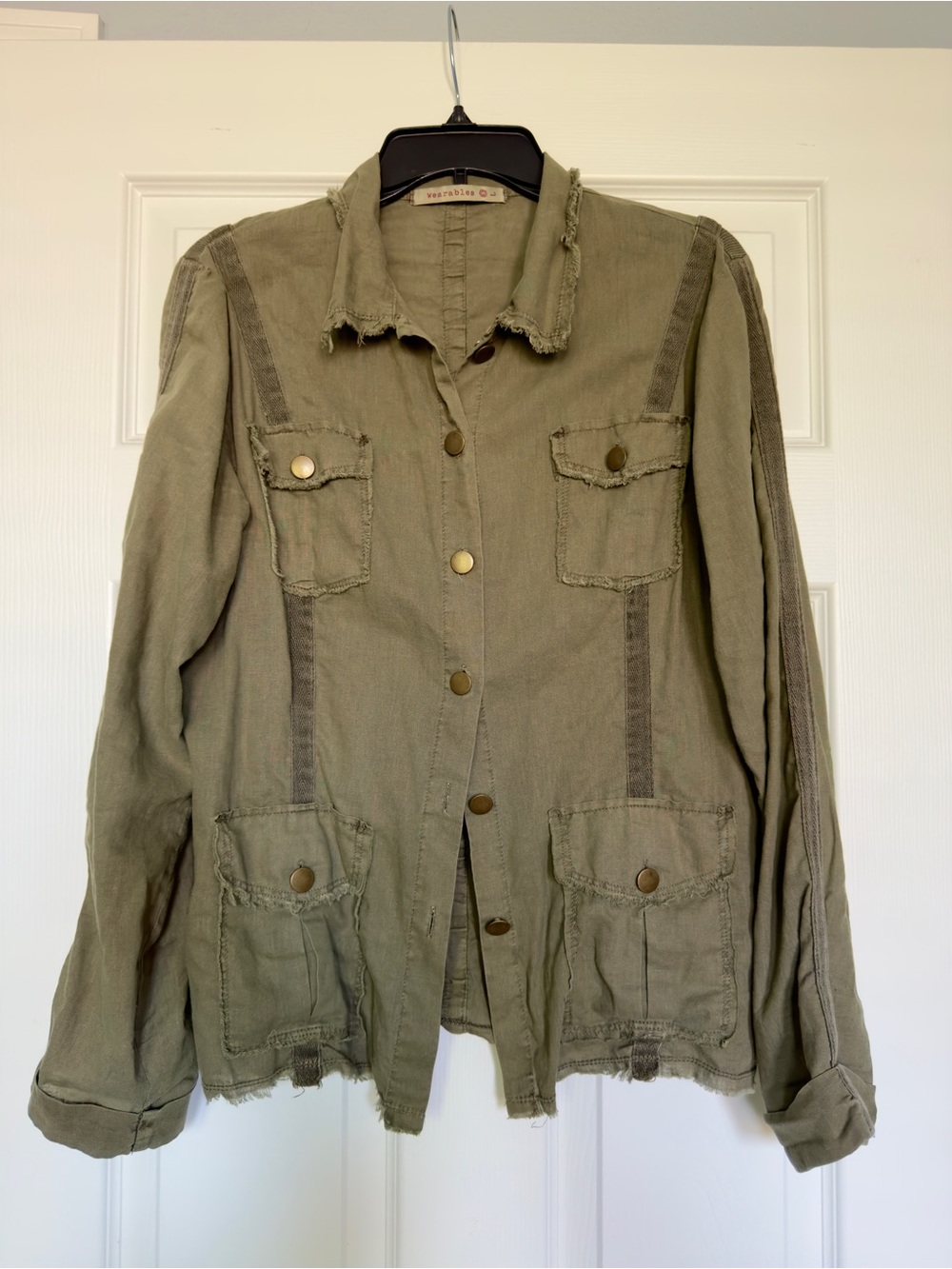 Raw Hem Olive Utility Jacket